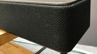 Klipsch Flexus Core 200 soundbar close up on corner of soundbar