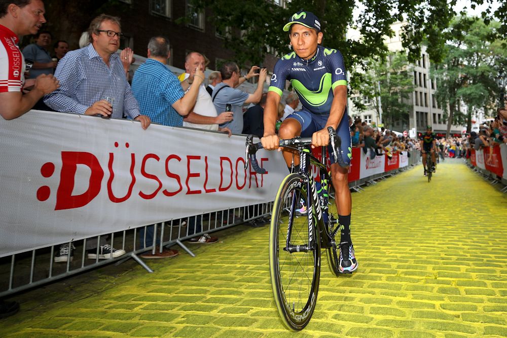 Nairo Quintana of Colombia and Movistar Team rides during the team presentation for the 2017 Le Tour de France