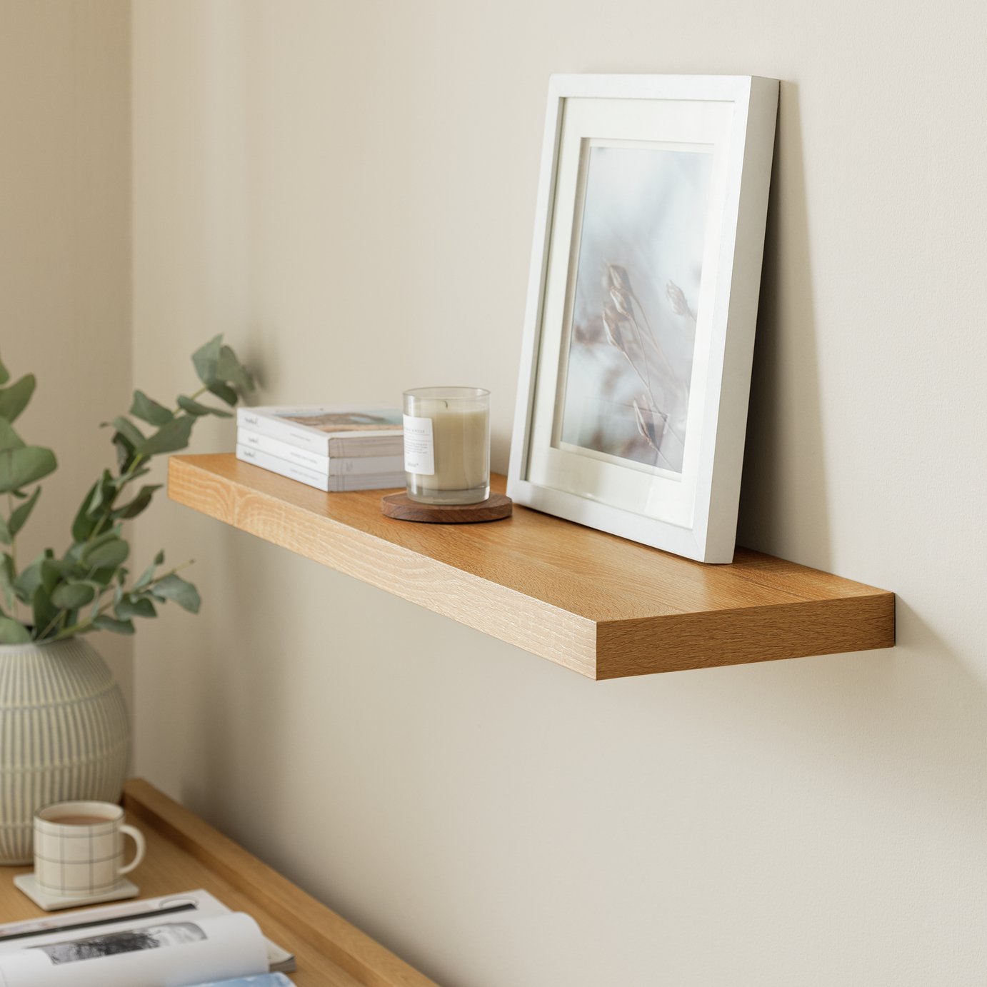 Argos Home Jak 80cm Floating Shelf - Oak Effect