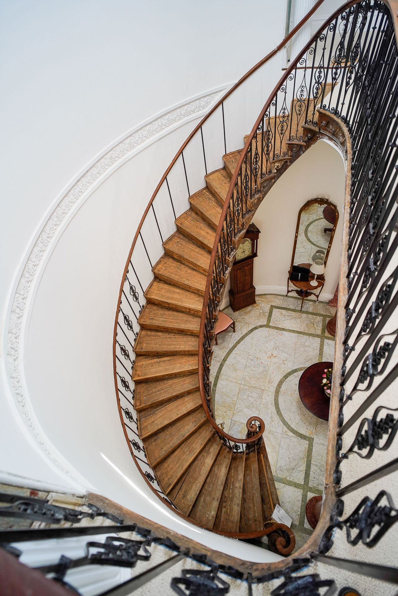 An overhead view of a stairwell