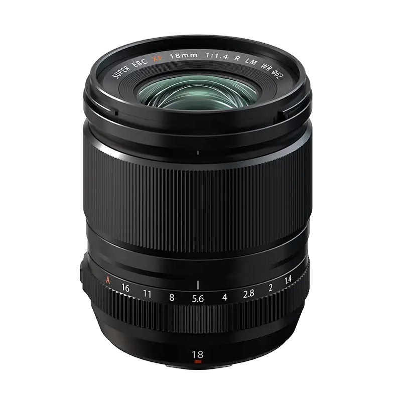 Fujifilm XF 18mm F1.4 R LM WR on a white background
