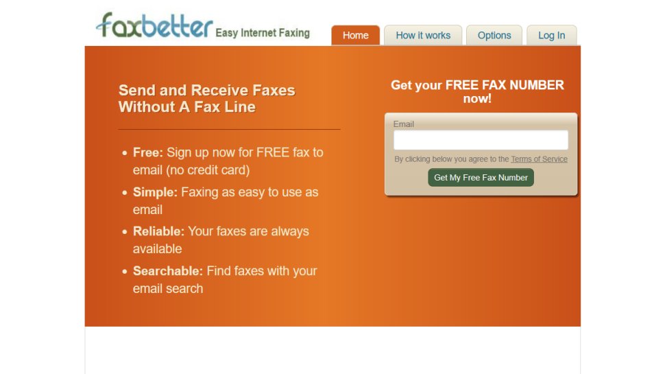 FaxBetter website screenshot (June 2025).
