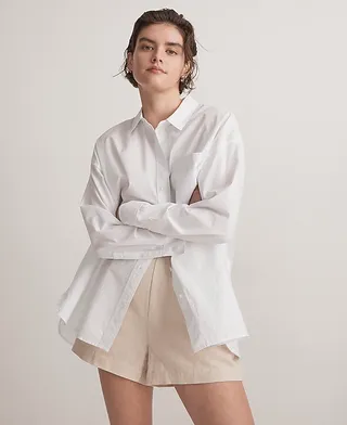 Relaxed Button-Front Shirt in Poplin