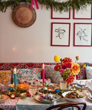 Colorful christmas dining table