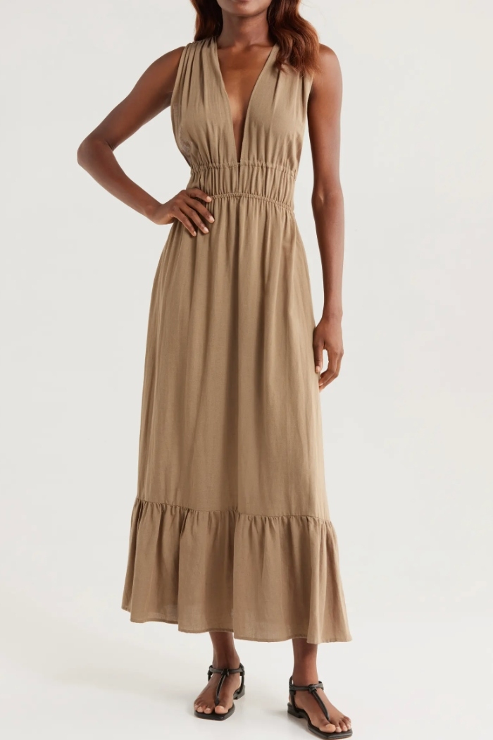 Nordstrom, Ruched Plunge Maxi Cover-Up Dress
