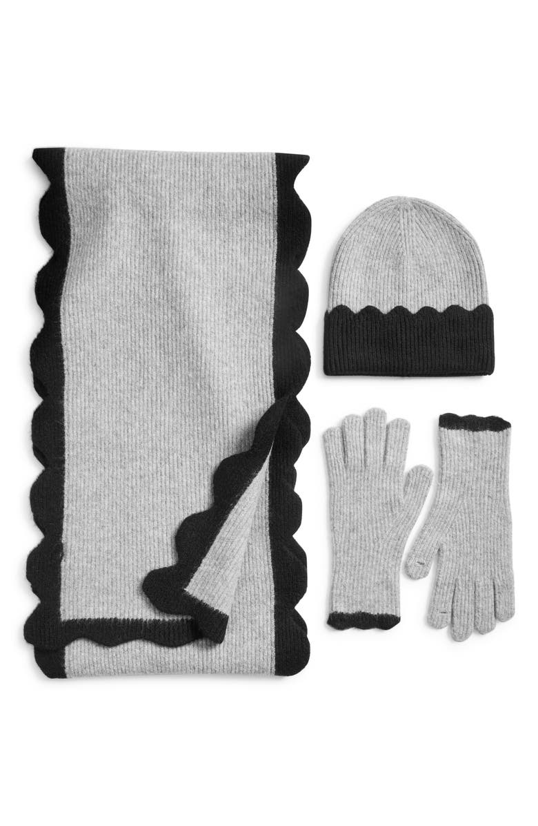 Scalloped Scarf, Beanie &amp;amp; Gloves Set