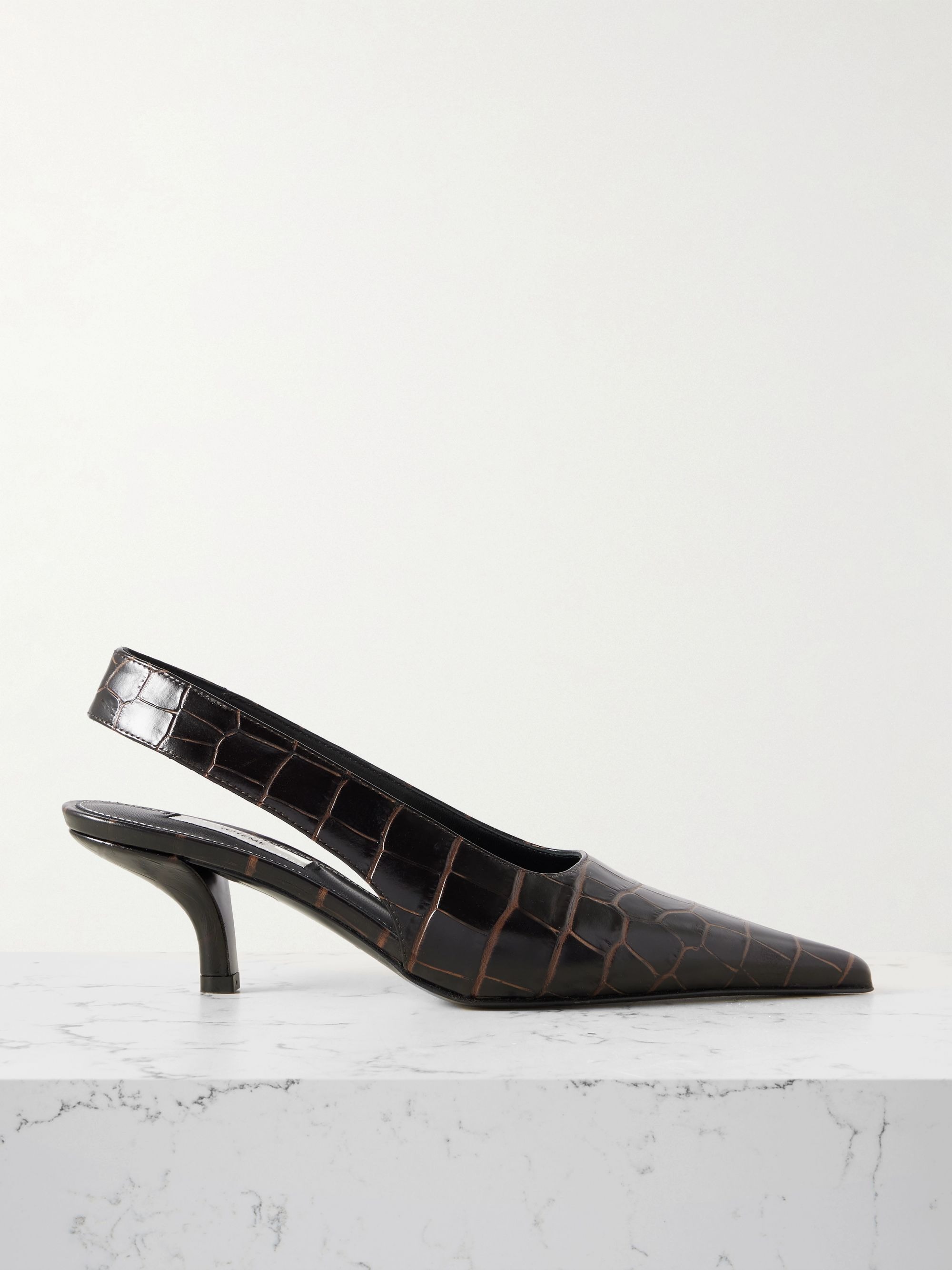 Toteme, Croc-Effect Leather Slingback Pumps