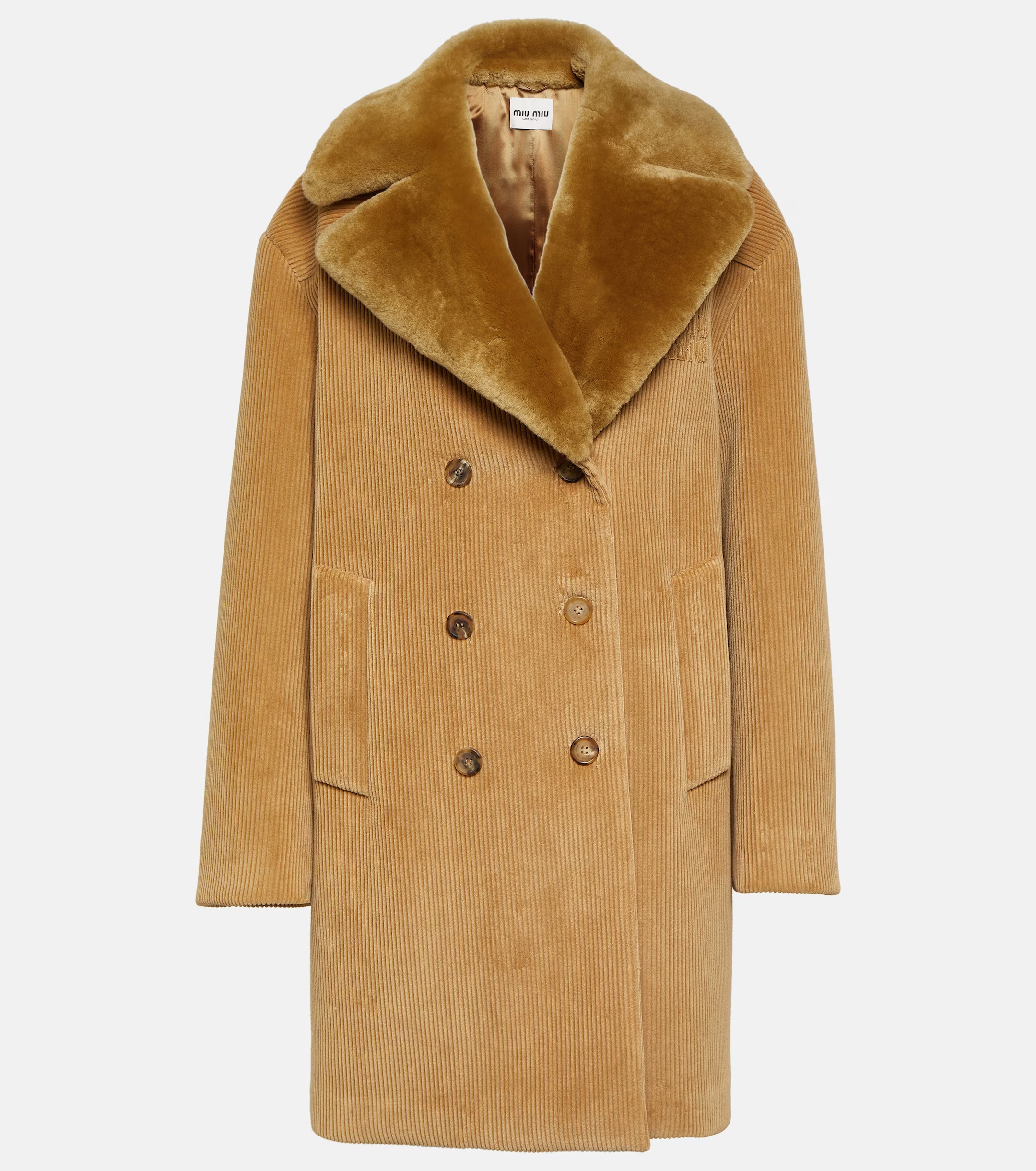 Miu Miu, Shearling-Trimmed Corduroy Coat