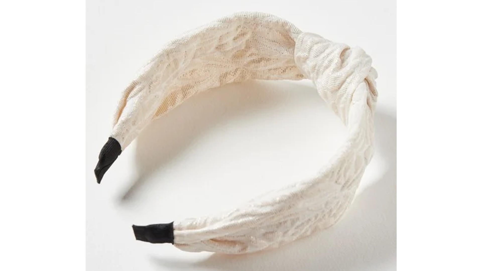 Oliver Bonas Celine White Shimmer Textured Knot Headband