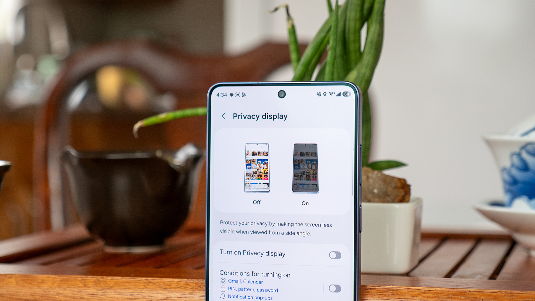 Privacy Display settings on the Samsung Galaxy S26 Ultra