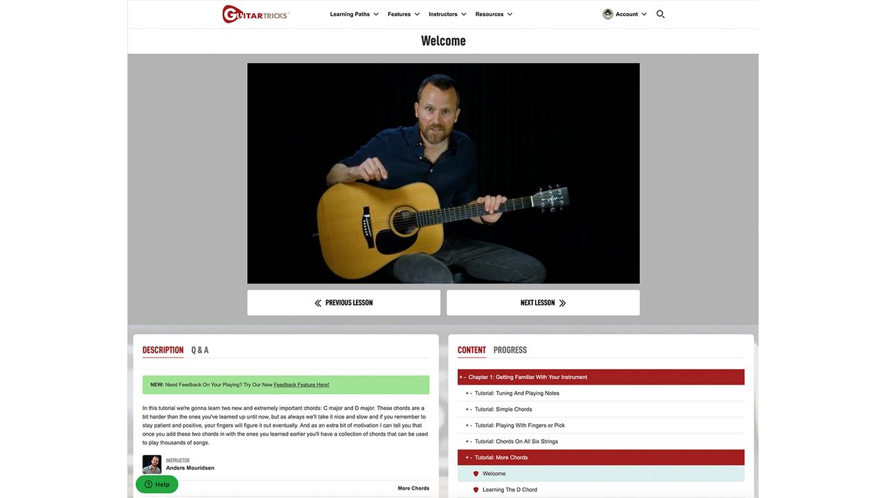 Guitar Tricks interface screen grabs