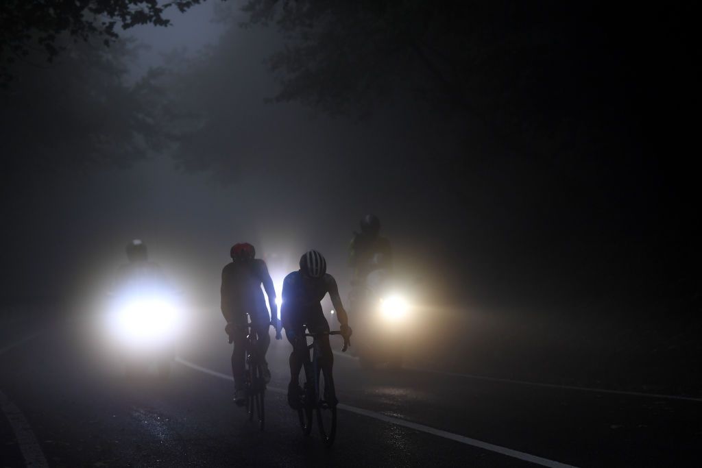 CAMIGLIATELLO SILANO ITALY OCTOBER 07 Thomas De Gendt of Belgium and Team Lotto Soudal Einer Augusto Rubio Reyes of Colombia and Movistar Team Fog during the 103rd Giro dItalia 2020 Stage 5 a 225km stage from Mileto to Camigliatello Silano 1275m girodiitalia Giro on October 07 2020 in Camigliatello Silano Italy Photo by Tim de WaeleGetty Images