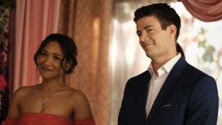 Grant Gustin's Barry Allen and Candice Patton's Iris West at vow renewal in The Flash Season 7 finale