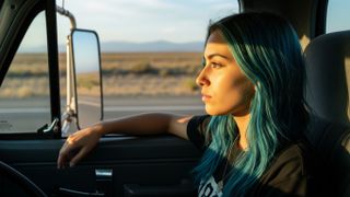 AI generated woman in a truck