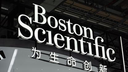 Boston Scientific sign with the slogan "Innovate for Life" pictured at the 8th China International Import Expo.