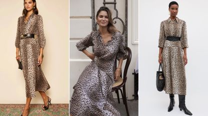 Three images of the Rixo Izzy dress