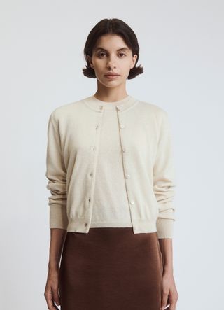 Enya Cashmere Cardigan in Canvas