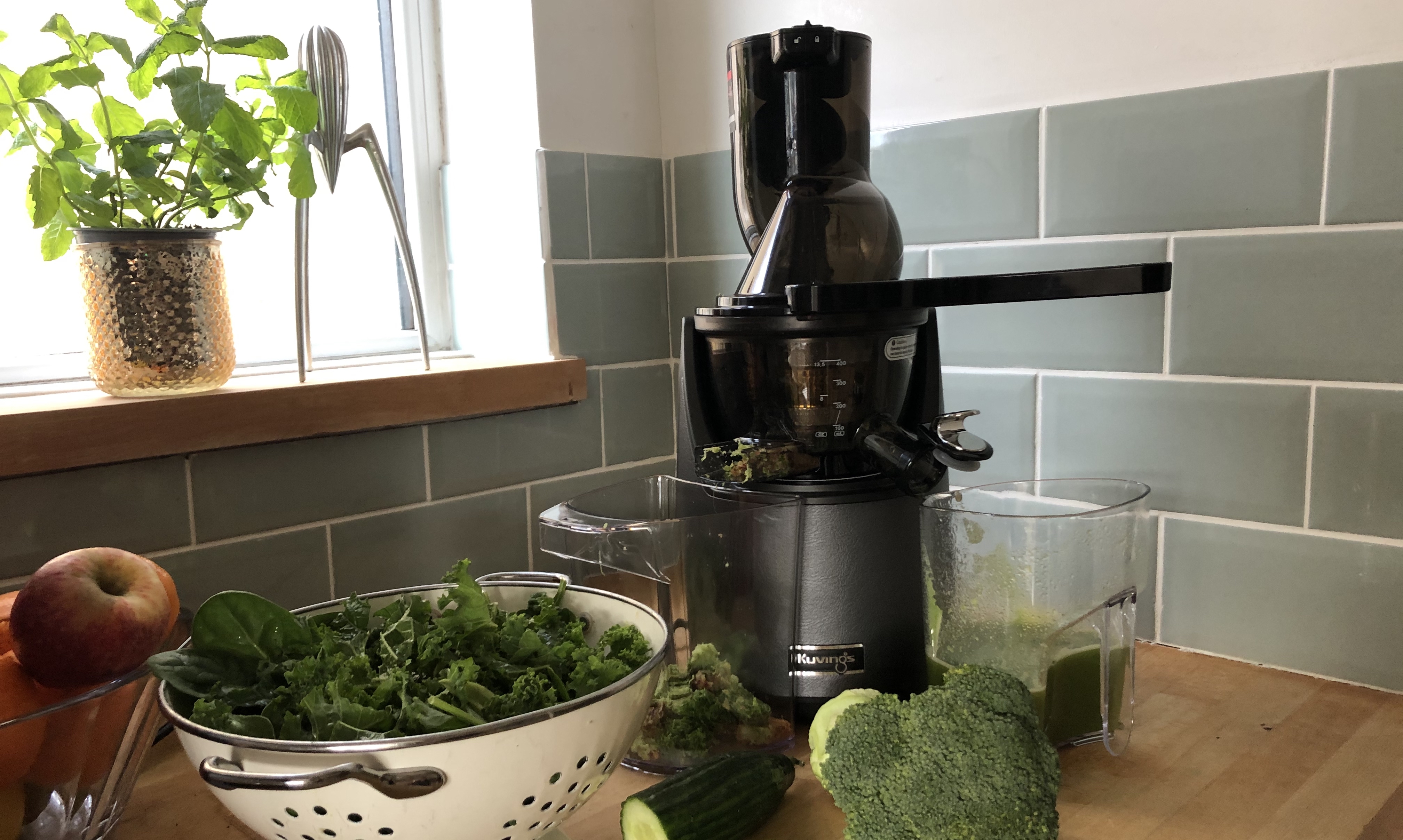Kuvings EVO820 Evolution Cold Press Juicer  on a kitchen countertop