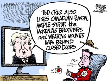 Political cartoon U.S. Donald Trump Ted Cruz