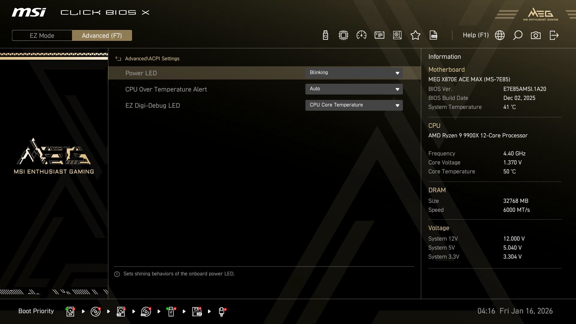 MSI MEG X870E Ace Max - BIOS