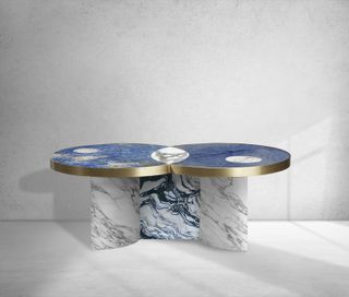 modern blue marble coffee table