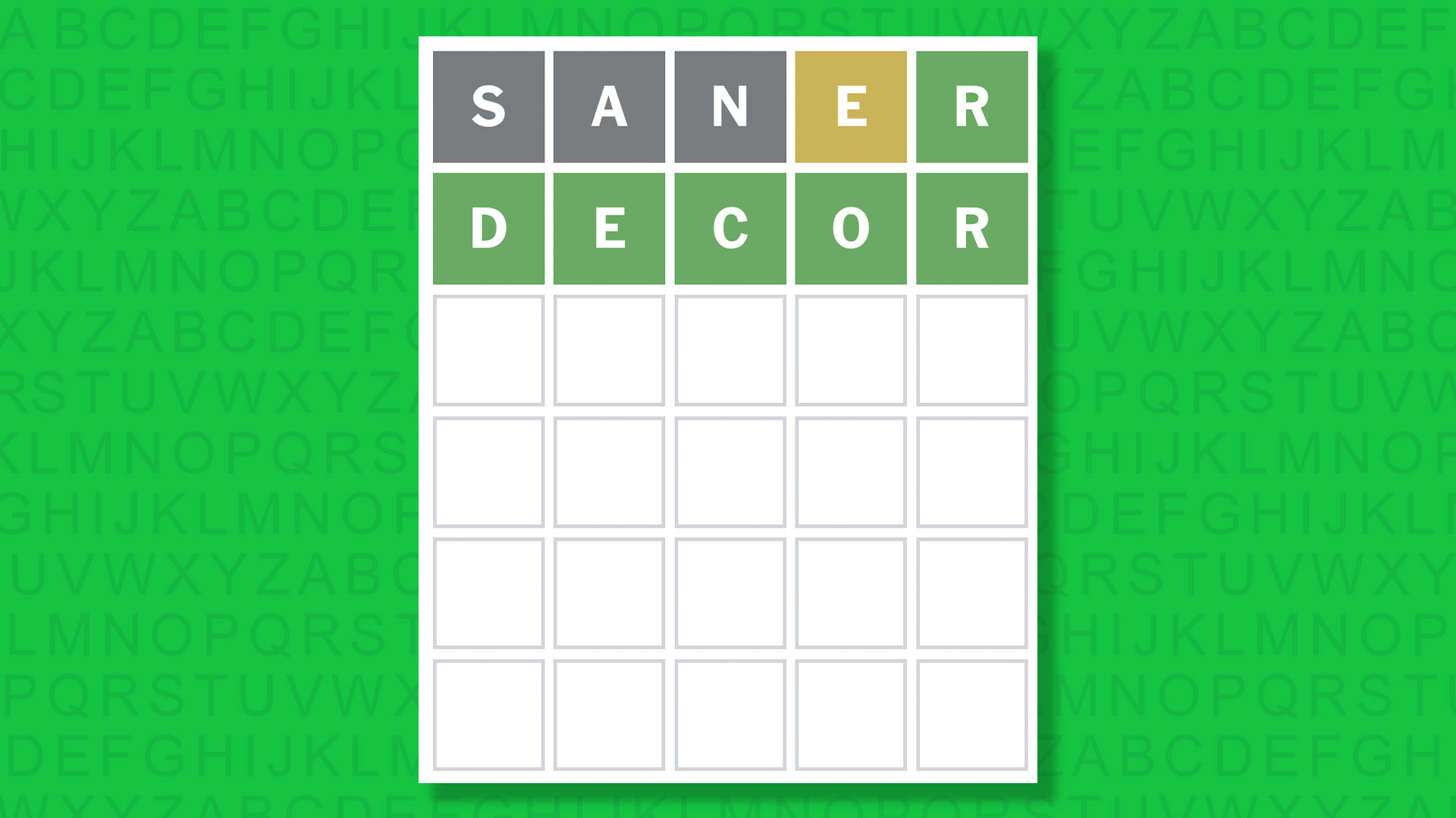 NYT Wordle answer for game 1655 on a green background