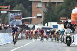 The peloton try but fail to catch Stybar