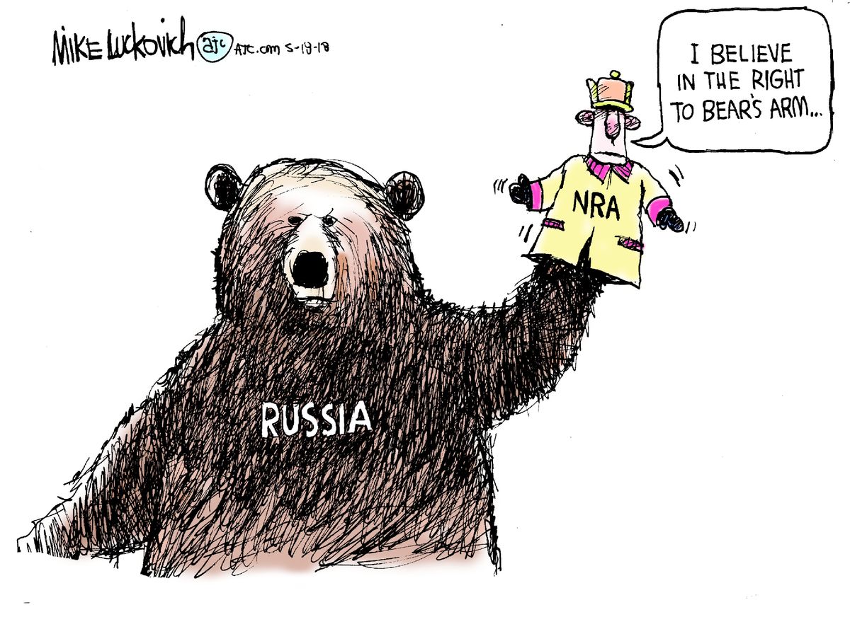 Political cartoon U.S. NRA Russia puppet | The Week