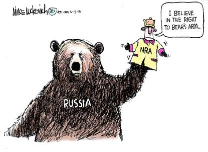 Political cartoon U.S. NRA Russia puppet