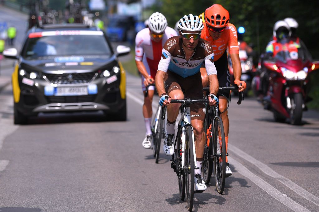 BIELSKOBIALA POLAND AUGUST 07 Quentin Jauregui of France and Team Ag2R La Mondiale Breakaway during the 77th Tour of Poland 2020 Stage 3 a 2031km stage from Wadowice to BielskoBiaa 433m TourdePologne tdp20 on August 07 2020 in BielskoBiala Poland Photo by Luc ClaessenGetty Images