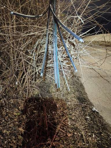 Severed cables resulting from an attack on Charter's Spectrum network in Missouri