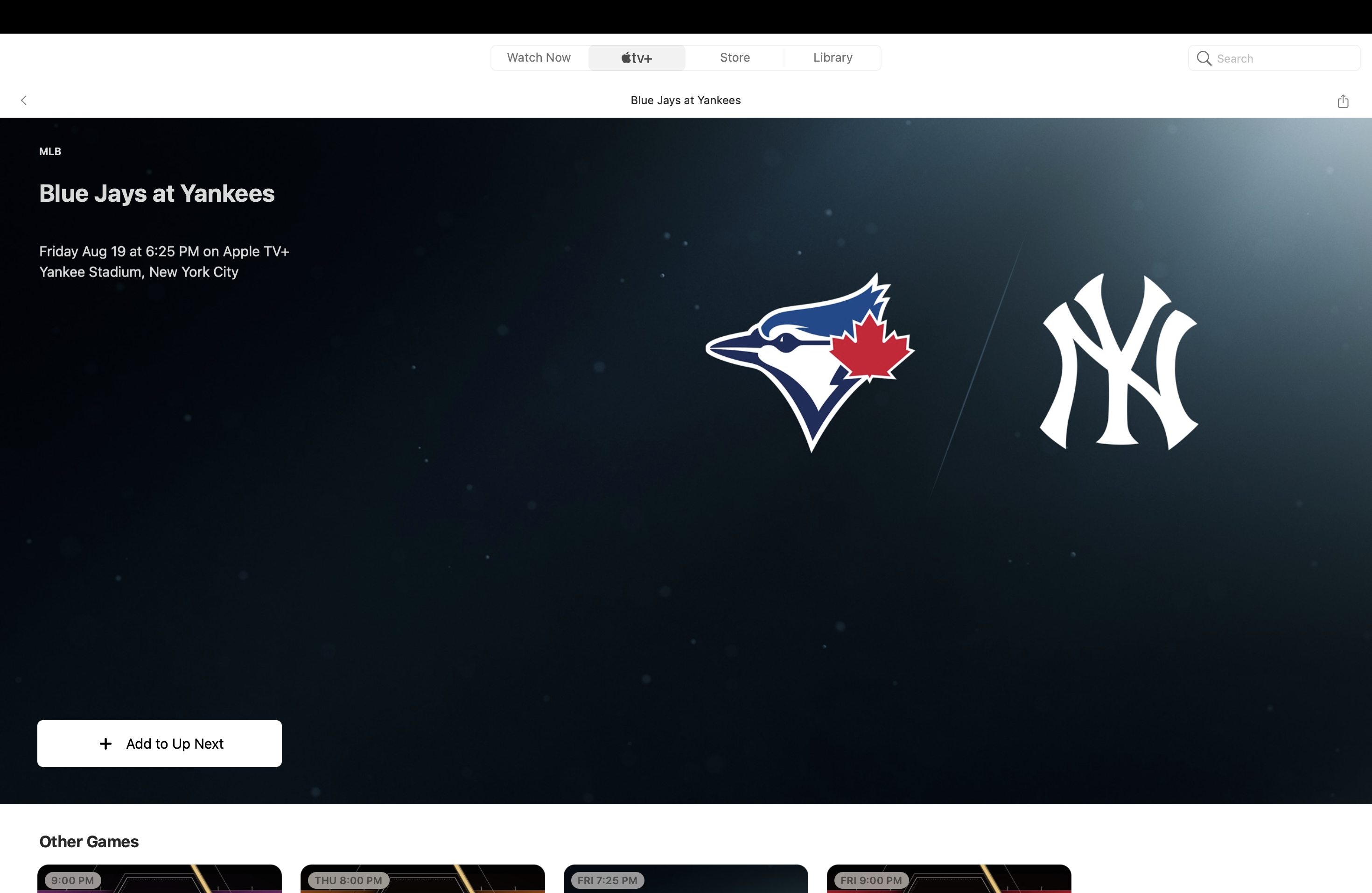 Blue Jays at Yankees on Apple TV app