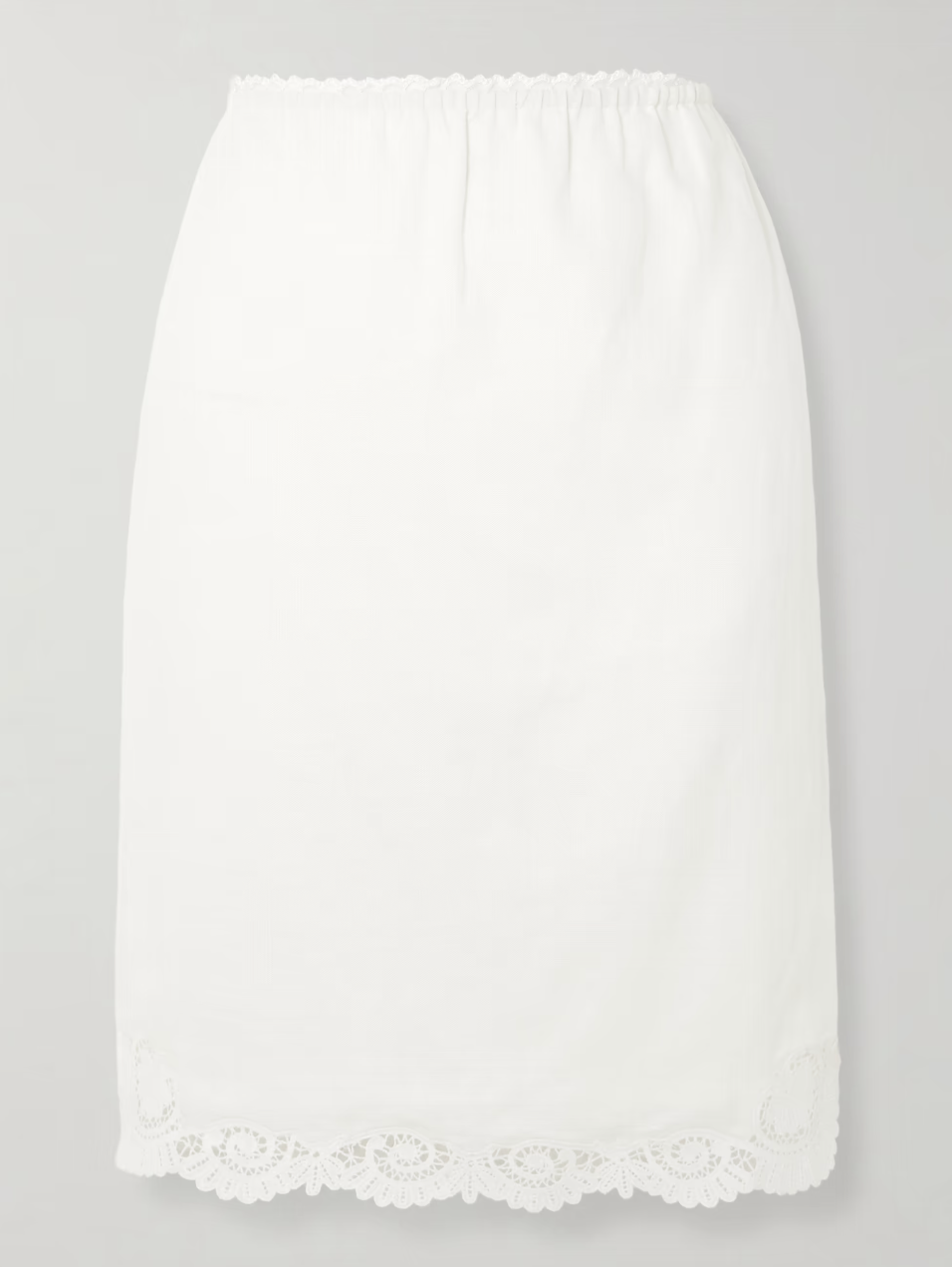 Posse, Darya lace-trimmed linen and cotton-blend midi skirt