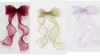Free People Organza Bows in red, sage green and lilac