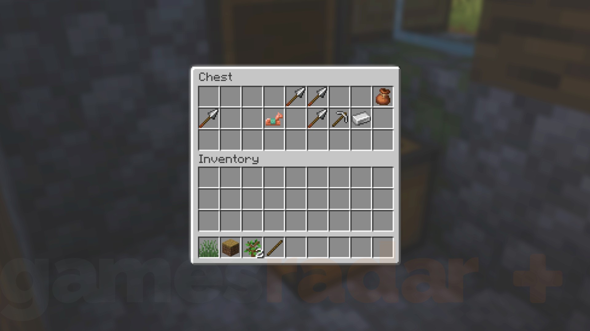 The loot found in a Blacksmith chest in a Minecraft village.