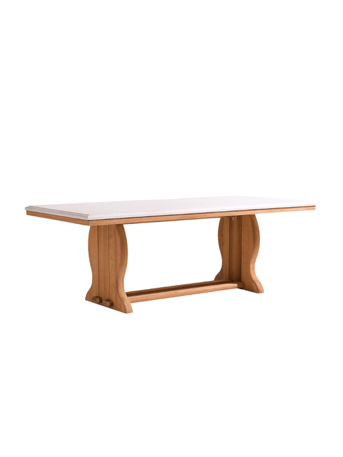 The Townsend Teak Wood and Stone Outdoor Dining Table