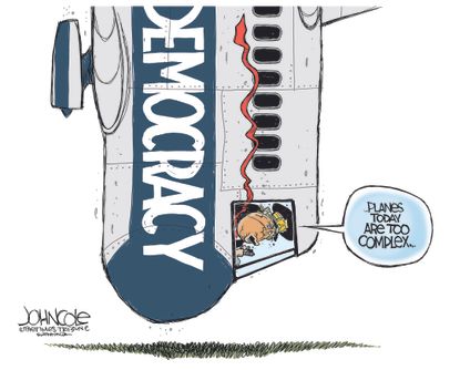 Political Cartoon U.S. Trump Boeing Max democracy