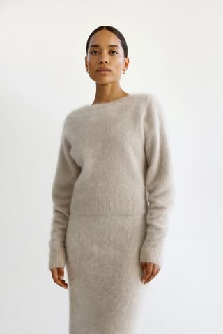 Zoe Crewneck Sweater, Taupe