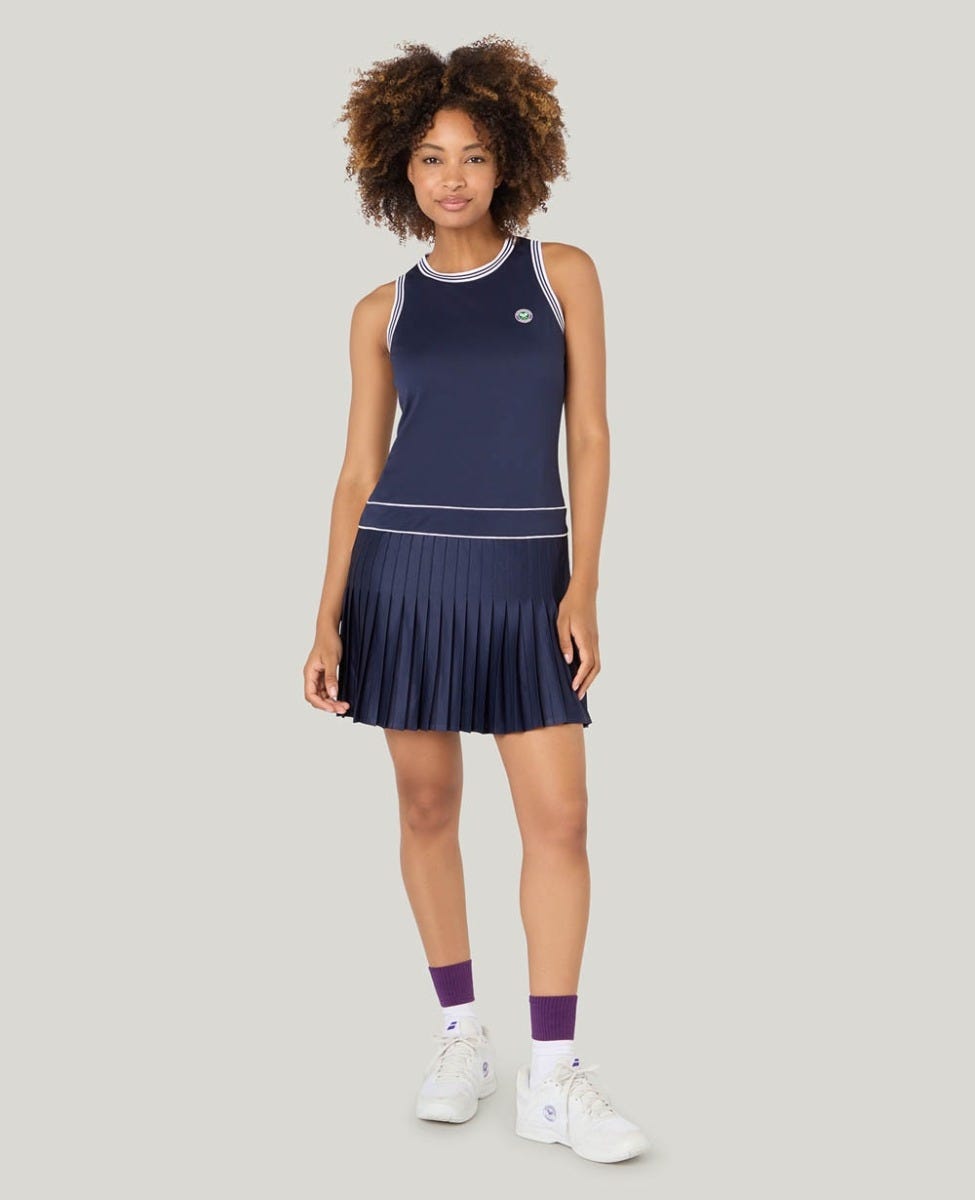 Navy Tennis Dress With White Trims