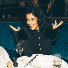 Boden partywear A/W25 faux fur cuff black cardigan