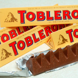 toblerones chocolate bar in silver wrap