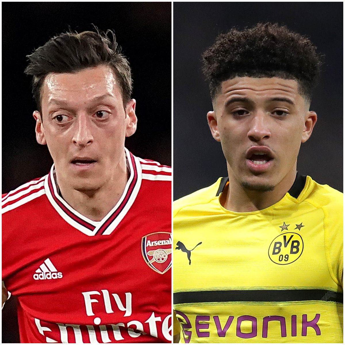 Mesut Ozil and Jadon Sancho