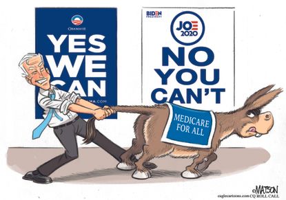 Political Cartoon U.S. Joe Biden No Medicare For All