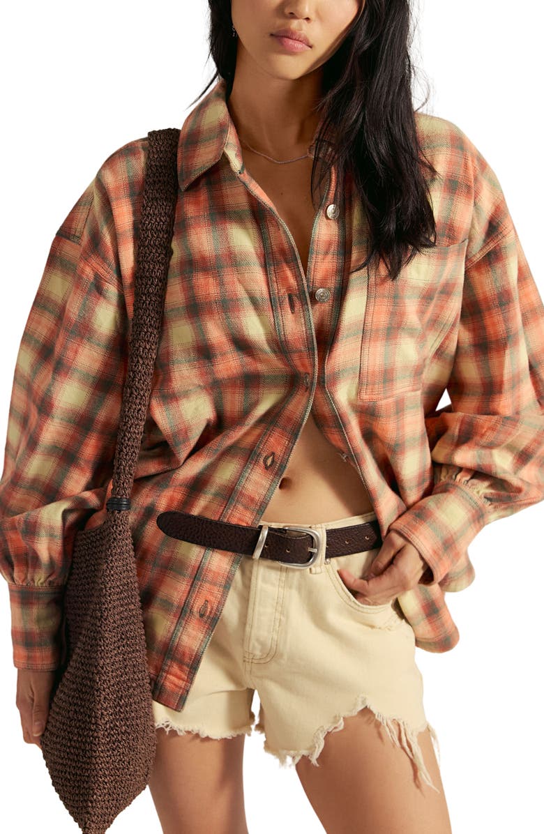 Ashley Oversize Plaid Cotton Button-Up Shirt