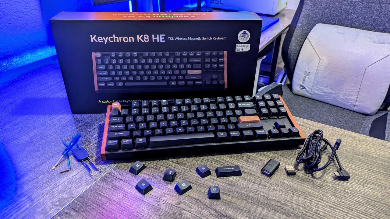Image of the Keychron K8 HE wireless keyboard.