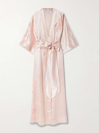 Lace-Trimmed Silk-Satin Robe