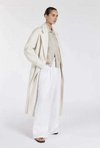 Miles Cream Wool Wrap Coat