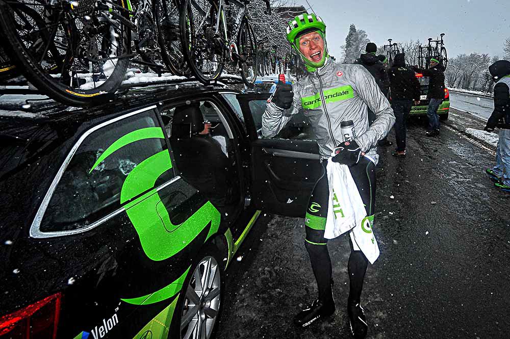 Cannondale's Matti Breschel jokes for the camera