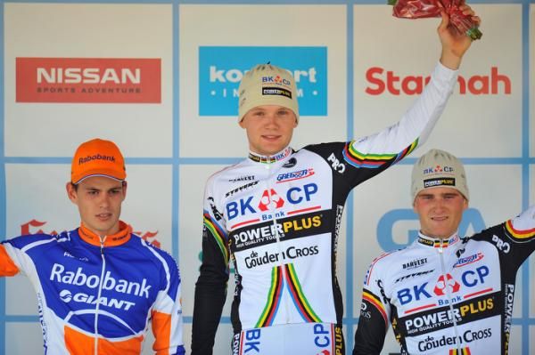 Joeri Adams, Arnaud Jouffroy and Jim Aernouts on the podium