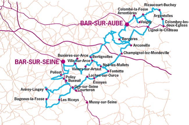 C&ocirc;te des Bar area map.